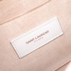 مملوكة مسبقًا حقيبة سان لوران سلسلة بابيلون جلد شيفرون بيضاء