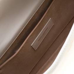 مملوكة مسبقًا حقيبة سان لوران سلسلة بابيلون جلد شيفرون بيضاء