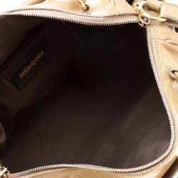 Pre Owned Yves Saint Laurent Beige Patent Leather Satchel