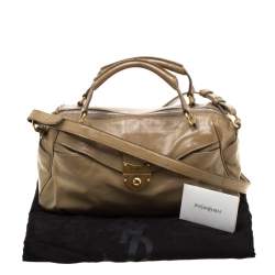 Pre Owned Yves Saint Laurent Beige Patent Leather Satchel