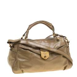 Pre Owned Yves Saint Laurent Beige Patent Leather Satchel