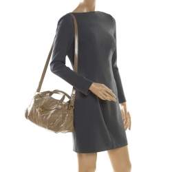 Pre Owned Yves Saint Laurent Beige Patent Leather Satchel