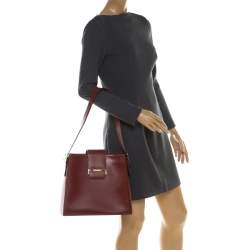 Pre Owned Yves Saint Laurent Maroon Leather Shoulder Bag