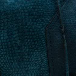 Pre Owned حقيبة سان لوران ميوز سويدي نقش سحلية خضراء داكنة كبيرة