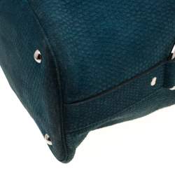 Pre Owned حقيبة سان لوران ميوز سويدي نقش سحلية خضراء داكنة كبيرة