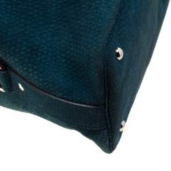 Pre Owned حقيبة سان لوران ميوز سويدي نقش سحلية خضراء داكنة كبيرة