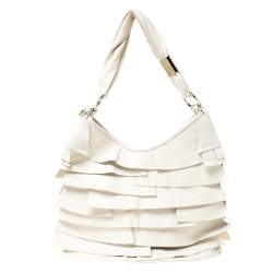 مملوكة مسبقًا حقيبة سان لوران باريس سان تروبيز جلد بيضاء