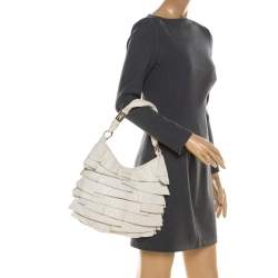 مملوكة مسبقًا حقيبة سان لوران باريس سان تروبيز جلد بيضاء