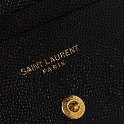 Pre Owned Saint Laurent Paris Black Matelasse Leather Monogram Compact Wallet