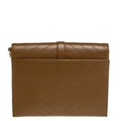 مملوكة مسبقًا حقيبة كلتش سان لوران جلد ماتيلاس بني فاتح بسلسلة