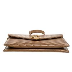 مملوكة مسبقًا حقيبة كلتش سان لوران جلد ماتيلاس بني فاتح بسلسلة