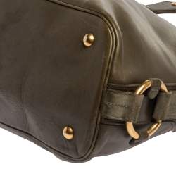 Pre Owned Yves Saint Laurent Olive Green Leather Medium Satchel