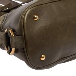 Pre Owned Yves Saint Laurent Olive Green Leather Medium Satchel