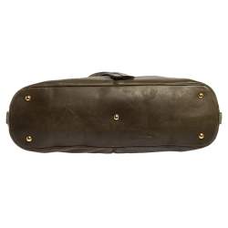 Pre Owned Yves Saint Laurent Olive Green Leather Medium Satchel
