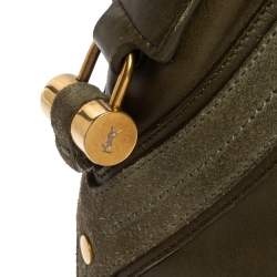 Pre Owned Yves Saint Laurent Olive Green Leather Medium Satchel