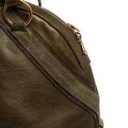 Pre Owned Yves Saint Laurent Olive Green Leather Medium Satchel