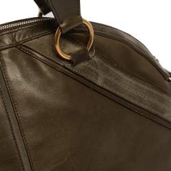 Pre Owned Yves Saint Laurent Olive Green Leather Medium Satchel
