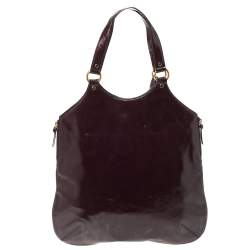 Pre Owned Yves Saint Laurent Burgundy Glazed Leather Small Tribute Tote