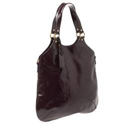 Pre Owned Yves Saint Laurent Burgundy Glazed Leather Small Tribute Tote