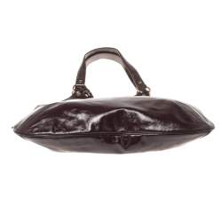 Pre Owned Yves Saint Laurent Burgundy Glazed Leather Small Tribute Tote