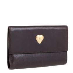 مملوكة مسبقًا Yves Saint Laurent Brown Leather Trifold Wallet
