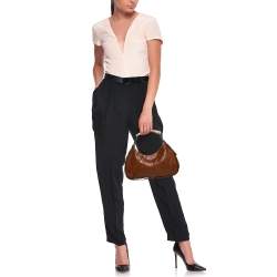 Pre Owned Yves Saint Laurent Brown Leather Mombasa Hobo 