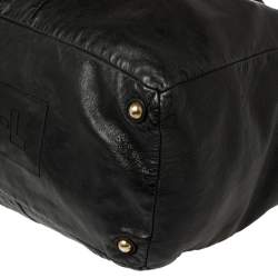 Pre Owned Yves Saint Laurent Black Leather Double Sac Y Tote