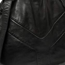 Pre Owned Yves Saint Laurent Black Leather Double Sac Y Tote