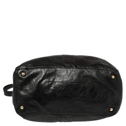 Pre Owned Yves Saint Laurent Black Leather Double Sac Y Tote