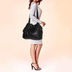 Pre Owned Yves Saint Laurent Black Leather Double Sac Y Tote