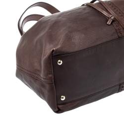 مملوكة مسبقًا حقيبة يد إيف سان لوران دوبل ساك واي ذات وجهين جلد ذهبي ميتاليك و بني