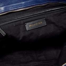 Pre Owned Yves Saint Laurent Navy Blue Leather Large Cabas Cabas Y-Ligne Tote