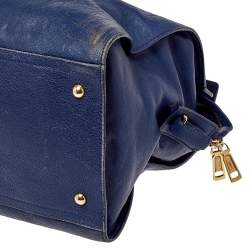 Pre Owned Yves Saint Laurent Navy Blue Leather Large Cabas Cabas Y-Ligne Tote