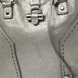 Pre Owned Yves Saint Laurent Metallic Silver Textured Leather Muse Bag
