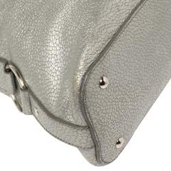 Pre Owned Yves Saint Laurent Metallic Silver Textured Leather Muse Bag