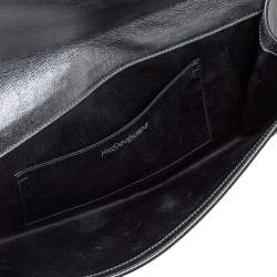 Pre Owned حقيبة كلتش أيف سان لوران بل دو جور جلد لامعة فضي