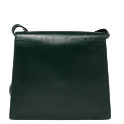 Pre Owned Yves Saint Laurent Green Leather Y Studded Flap Shoulder Bag