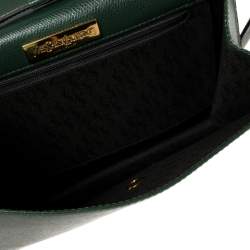 Pre Owned Yves Saint Laurent Green Leather Y Studded Flap Shoulder Bag