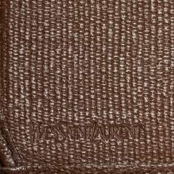 Yves Saint Laurent Brown Leather Y Ligne Flap Continental Wallet