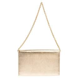 Pre Owned Yves Saint Laurent Metallic Gold Leather Belle De Jour Chain Clutch