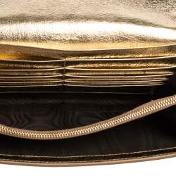 Pre Owned Yves Saint Laurent Metallic Gold Leather Belle De Jour Chain Clutch