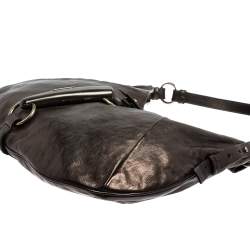 Pre Owned Yves Saint Laurent Metallic Black Leather Shangrila Mombasa Hobo