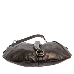Pre Owned Yves Saint Laurent Metallic Black Leather Shangrila Mombasa Hobo