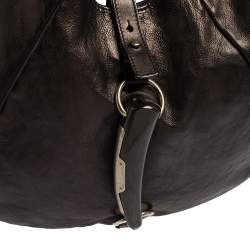 Pre Owned Yves Saint Laurent Metallic Black Leather Shangrila Mombasa Hobo