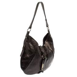Pre Owned Yves Saint Laurent Metallic Black Leather Shangrila Mombasa Hobo