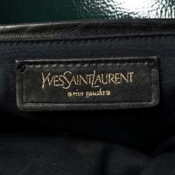 Pre Owned Yves Saint Laurent Green Croc Embossed Patent Leather Tribute Tote