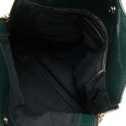 Pre Owned Yves Saint Laurent Green Croc Embossed Patent Leather Tribute Tote