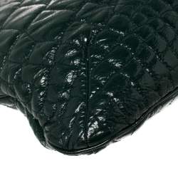 Pre Owned Yves Saint Laurent Green Croc Embossed Patent Leather Tribute Tote