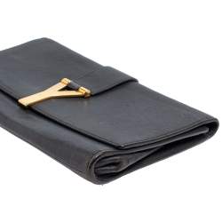 Pre Owned Yves Saint Laurent Blue Leather Y-Ligne Clutch