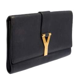 Pre Owned Yves Saint Laurent Blue Leather Y-Ligne Clutch
